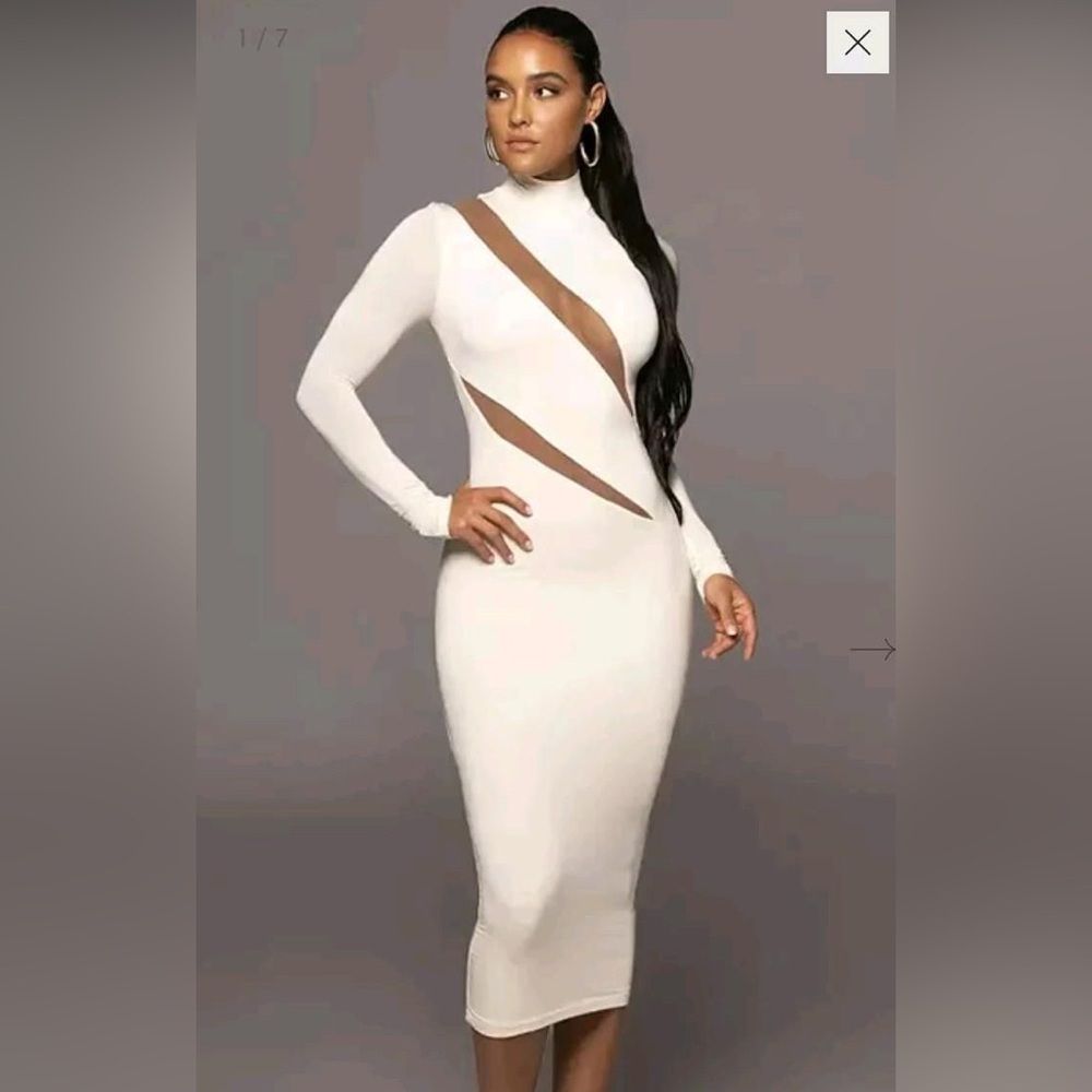 JLUXLABEL Ivory More to Love Mock Neck Dress